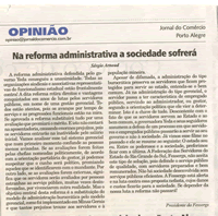 Imagem da notícia: ARTIGO JORNAL DO COMÉRCIO 17.06.2009: NA REFORMA ADMINISTRATIVA A SOCIEDADE SOFRERÁ